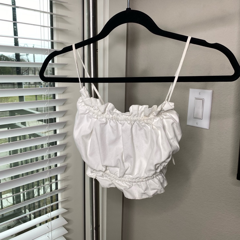 White spaghetti strap crop top (bralette)